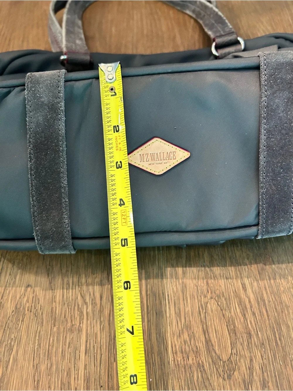 MZ Wallace Charcoal Nylon Shoulder Bag with Dual Front Pockets